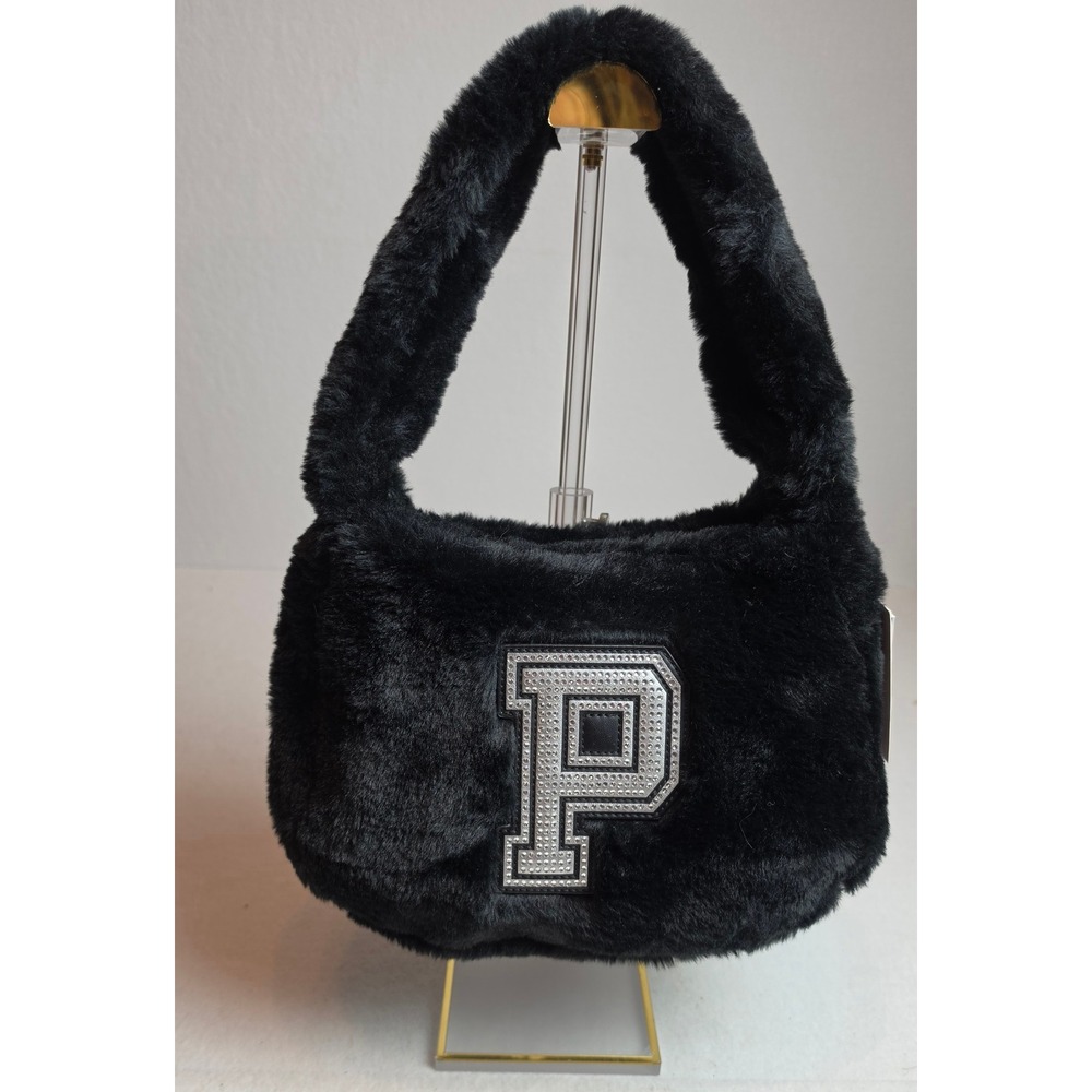 Paris Hilton Essex Shoulder Bag Black Faux Fur Rhinestone P Y2K McBling WT52027